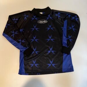 Vintage Reusch Goalkeeper Jersey Mens Medium Black Blue Long Sleeve Soccer Shirt
